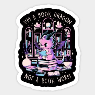 Book Dragon - Cute Dark Dragon Books Color Gift Sticker